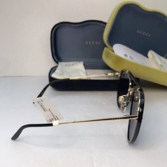 New Original Gucci GG0672S Unisex Aviator Sunglasses, Black/Grey - Picture 8 of 11